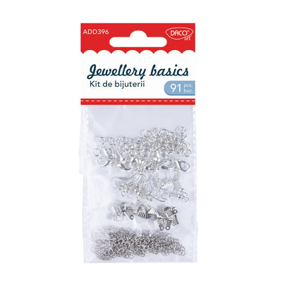 Set accesorii craft kit de bijuterii DACOart AD396 cu 91 de piese din metal pentru creatori handmade.
