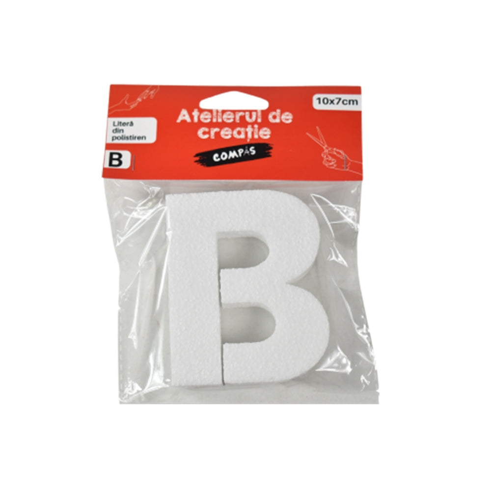 Accesorii craft, litera B polistiren, 10 cm - COMPAS