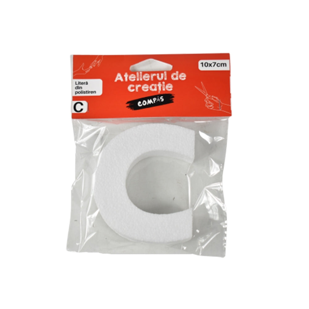 Accesorii craft, litera C polistiren, 10 cm - COMPAS