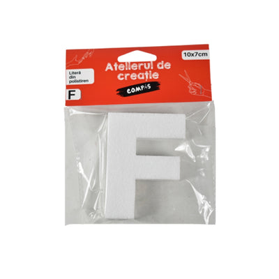 Accesorii craft, litera F polistiren, 10 cm - COMPAS