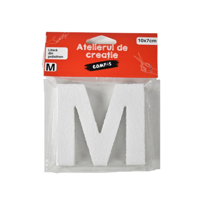 Accesorii craft, litera M polistiren, 10 cm - COMPAS