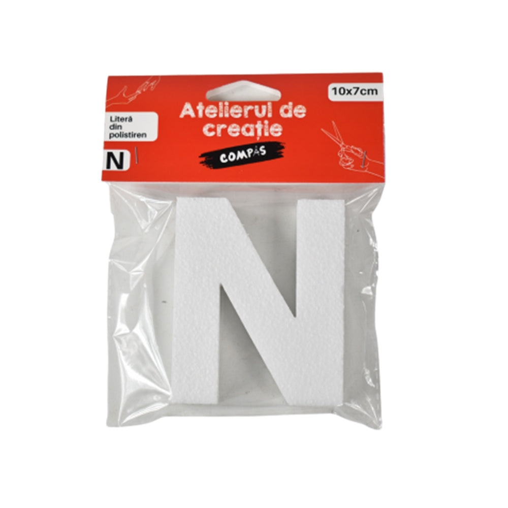 Accesorii craft, litera N polistiren, 10 cm - COMPAS