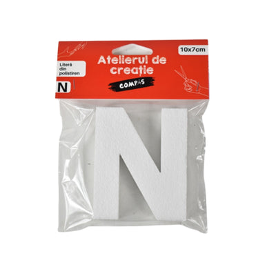 Accesorii craft, litera N polistiren, 10 cm - COMPAS