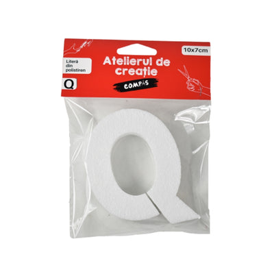 Accesorii craft, litera Q polistiren, 10 cm - COMPAS