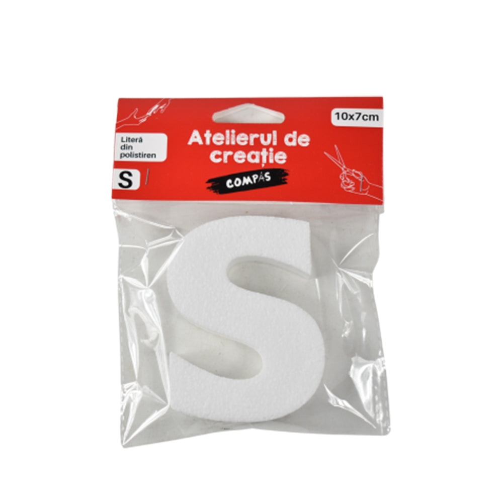Accesorii craft, litera S polistiren, 10 cm - COMPAS