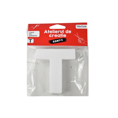 Accesorii craft, litera T polistiren, 10 cm - COMPAS