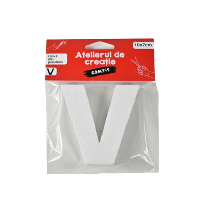 Accesorii craft, litera V polistiren, 10 cm - COMPAS