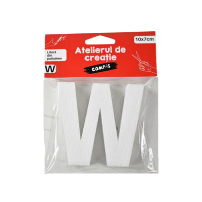 Accesorii craft, litera W polistiren, 10 cm - COMPAS