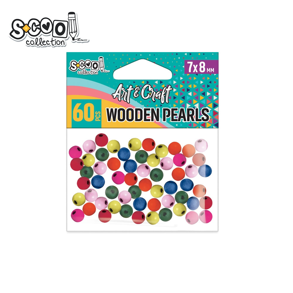 Accesorii craft, margele lemn, 7x8 mm, 60 buc/set - S-COOL