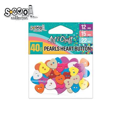 Accesorii craft, nasturi inimioara diverse culori, 40 buc/set - S-COOL