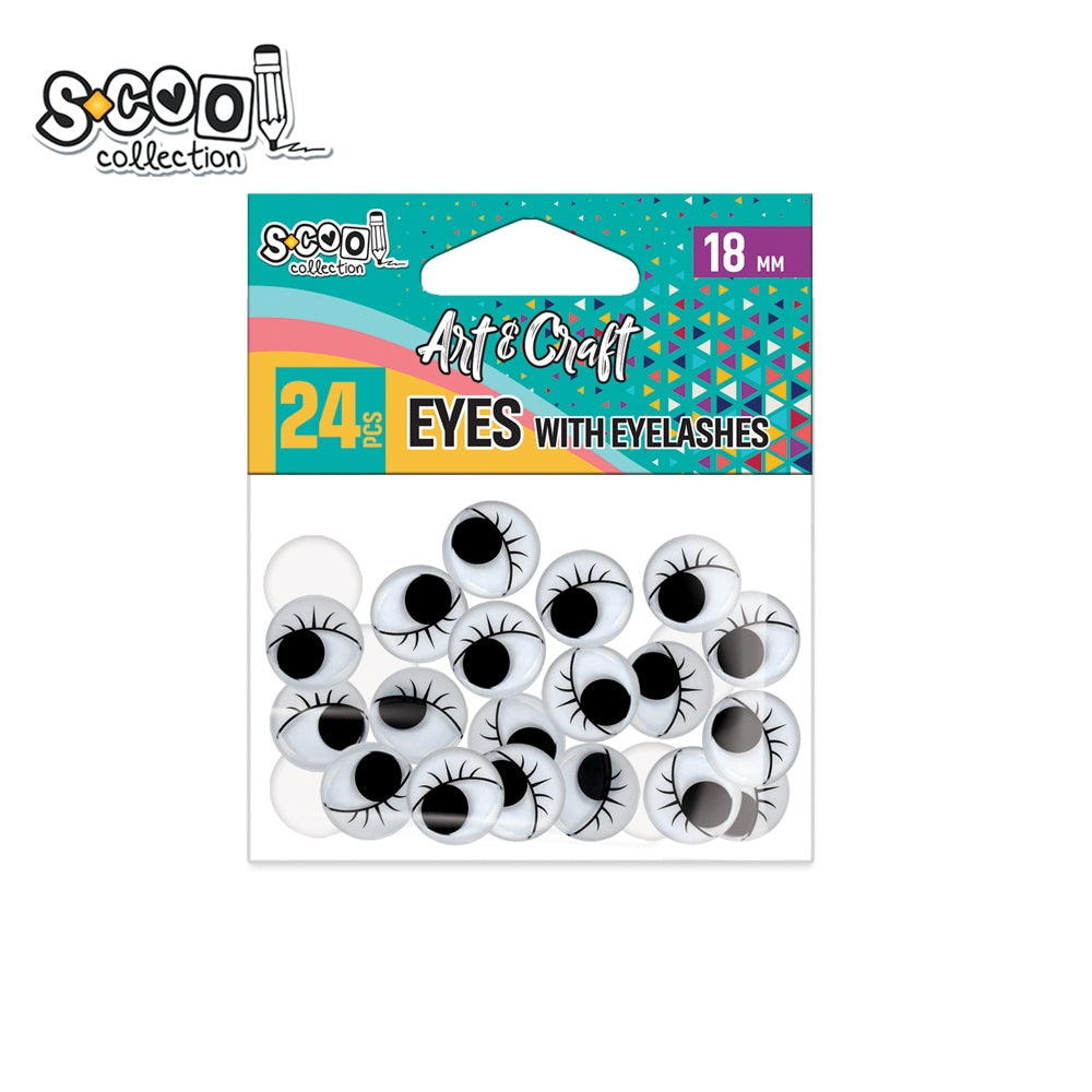 Accesorii craft, ochisori cu gene, 18 mm, 24 buc/set - S-COOL