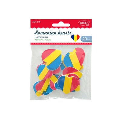 Set de 20 accesorii decorative din spumă autoadezivă Rominioare, dimensiuni variate pentru proiecte craft și colaje, brand DACOart, cod AD378