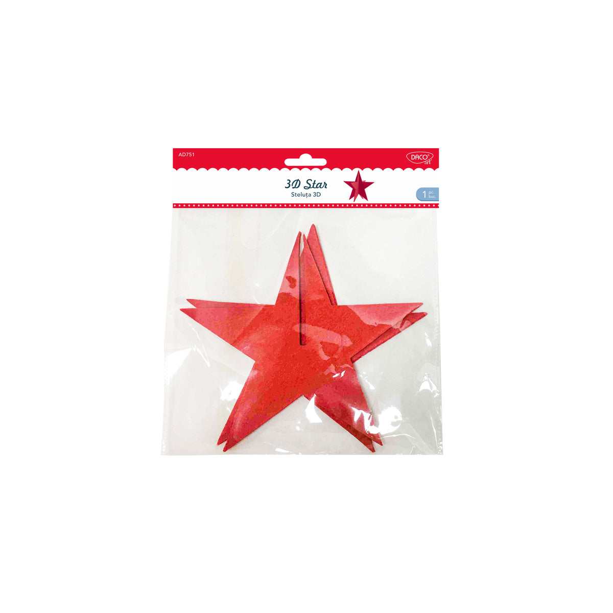 Set accesorii craft steluță 3D din fetru DACOart AD751 de 20 cm pentru decorațiuni de Crăciun.