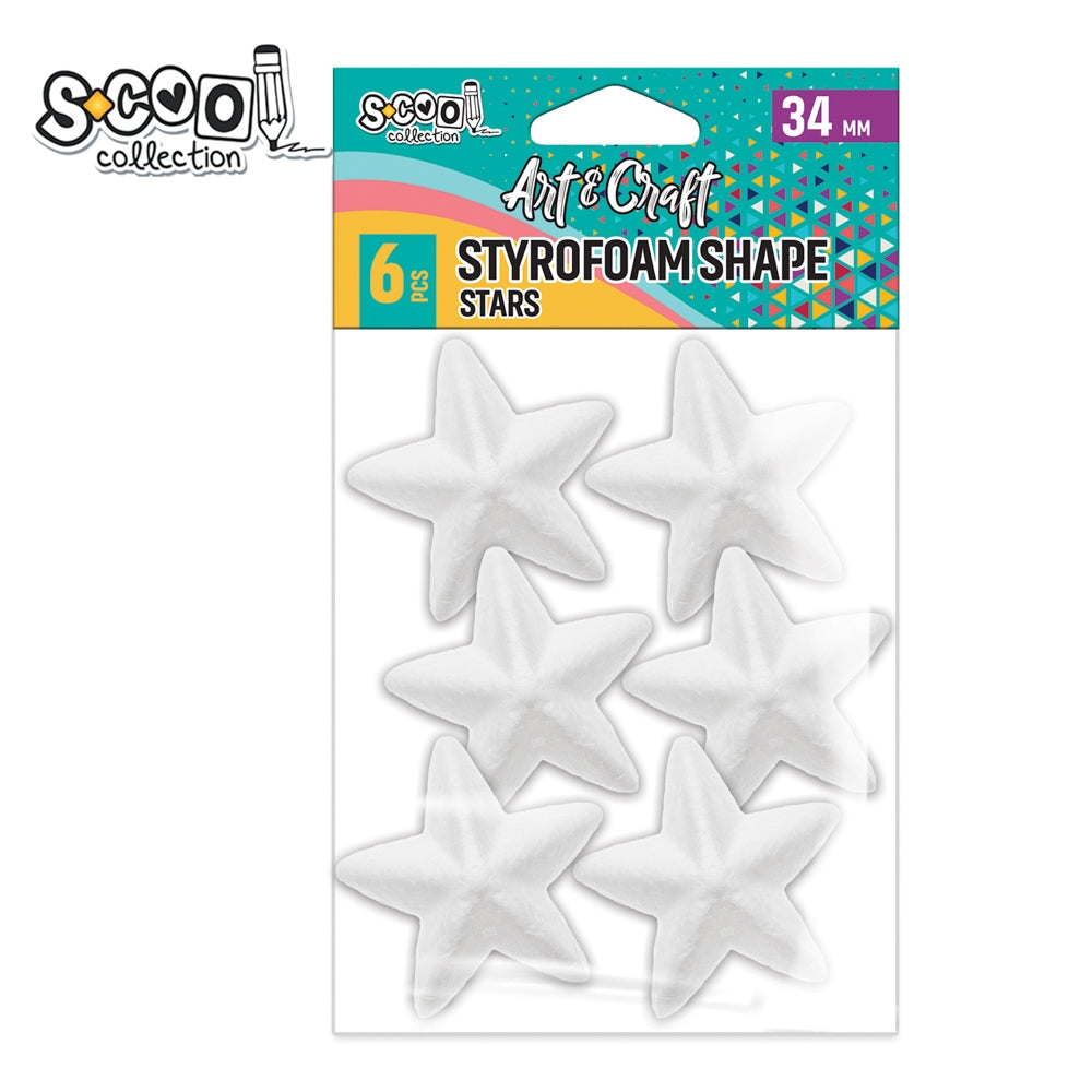 Accesorii craft, stelute polistiren, 34 mm, 6 buc/set - S-COOL