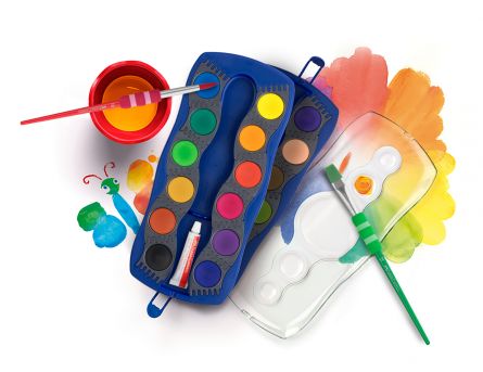Set Acuarele Connector 24 Culori, cutie albastru, Faber-Castell