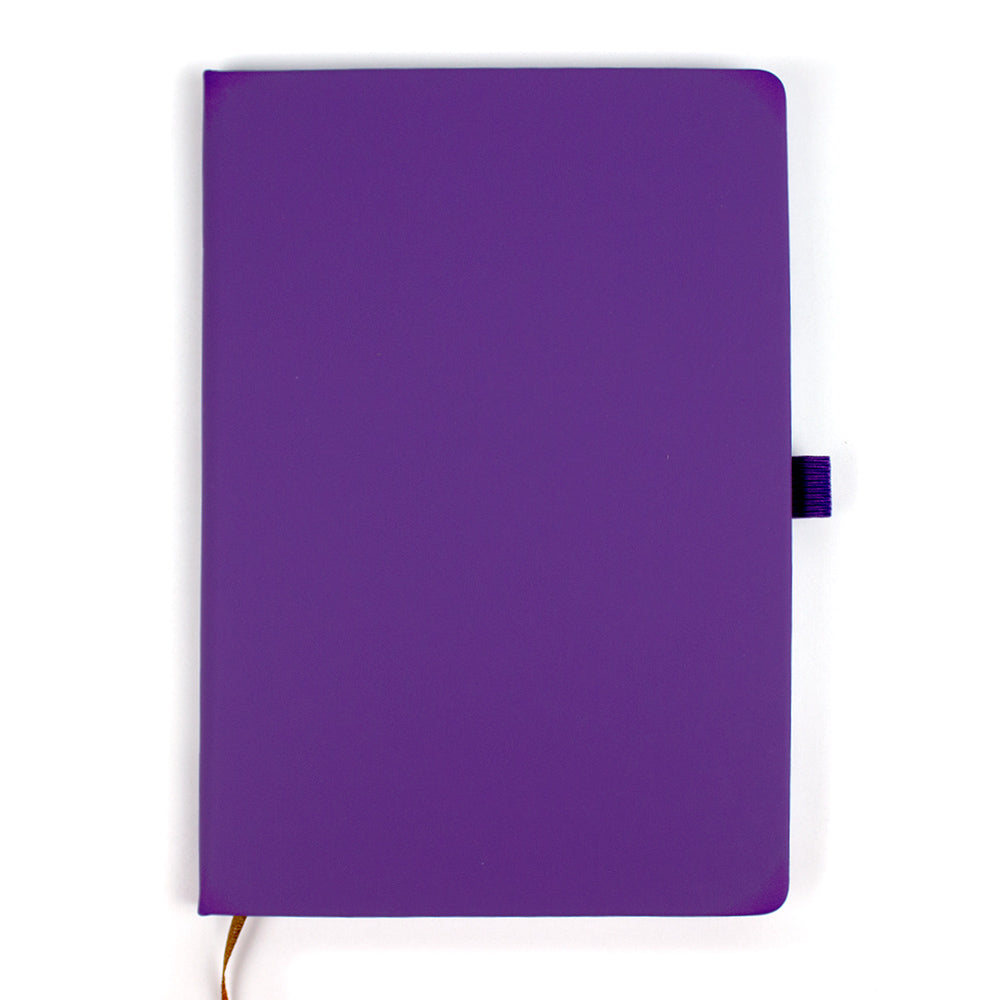 Agenda A5, 80 file, cu coperti rigide si elastic, buzunar interior si suport pix - mov