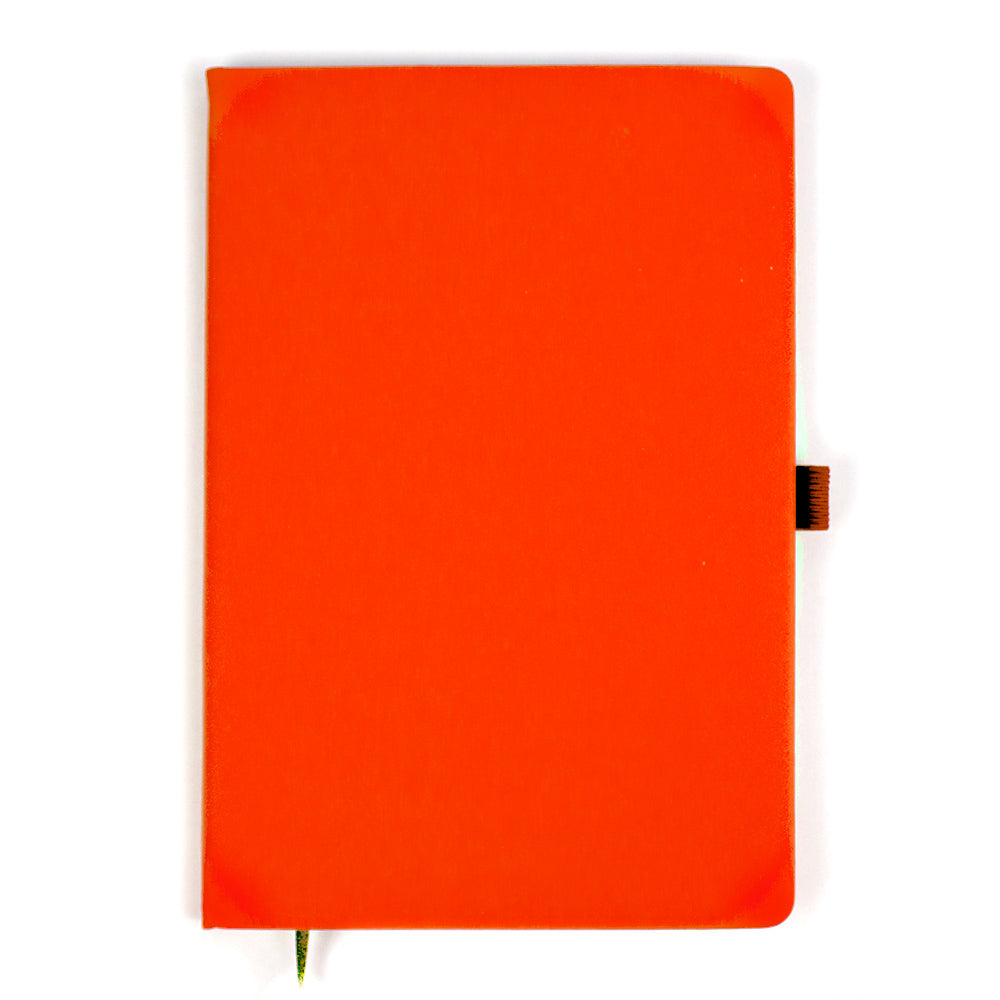 Agenda A5, 80 file, cu coperti rigide si elastic, buzunar interior si suport pix - portocaliu