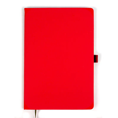Agenda A5, 80 file, cu coperti rigide si elastic, buzunar interior si suport pix - rosu