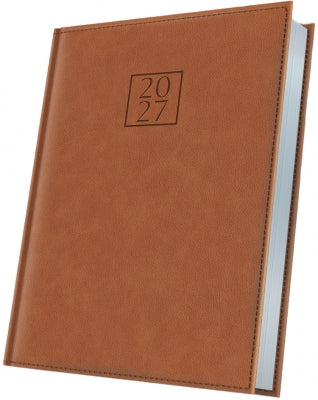Agenda datata 2027 Herlitz Premium Deluxe Chianti, A5, 352 pagini, coperta din piele sintetica, margini folio argintiu