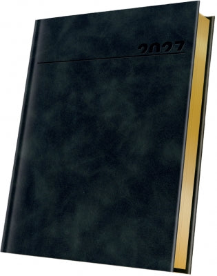 Agenda datata 2027 Herlitz Premium Deluxe Chia, A5, 352 pagini, coperta din piele sintetica, margini folio auriu