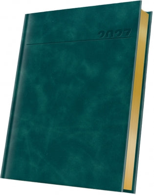 Agenda datata 2027 Herlitz Premium Deluxe Chia, A5, 352 pagini, coperta din piele sintetica, margini folio auriu