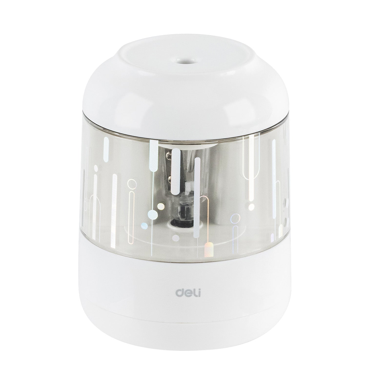 Ascutitoare electrica Deli alba pentru creioane 6.9-8mm lama din otel tungsten alimentare baterii AA