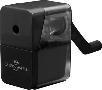 Ascutitoare fixa mecanica Faber-Castell neagra cu container pentru creioane pana la 8.4mm lama otel fara PVC
