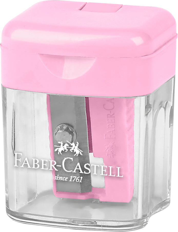 Ascutitoare simpla Faber-Castell gama Pastel cu container pentru reziduuri si lama de precizie pentru creioane clasice si triunghiulare