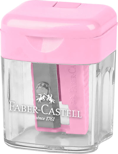 Ascutitoare simpla Faber-Castell gama Pastel cu container pentru reziduuri si lama de precizie pentru creioane clasice si triunghiulare