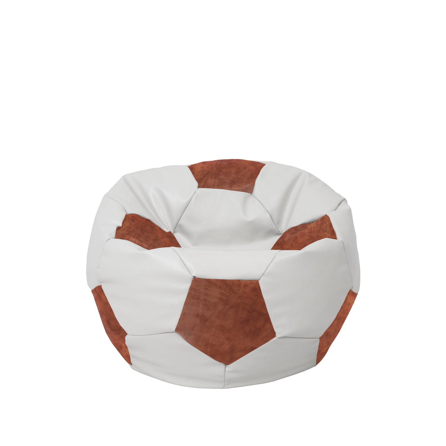 Fotoliu puf Baby Ball - imitatie piele - alb/coniac