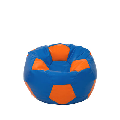 Fotoliu puf Baby Ball - imitatie piele - albastru/portocaliu