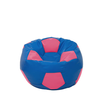 Fotoliu puf Baby Ball - imitatie piele - albastru/roz