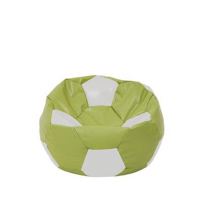 Fotoliu puf Baby Ball - imitatie piele - verde/alb
