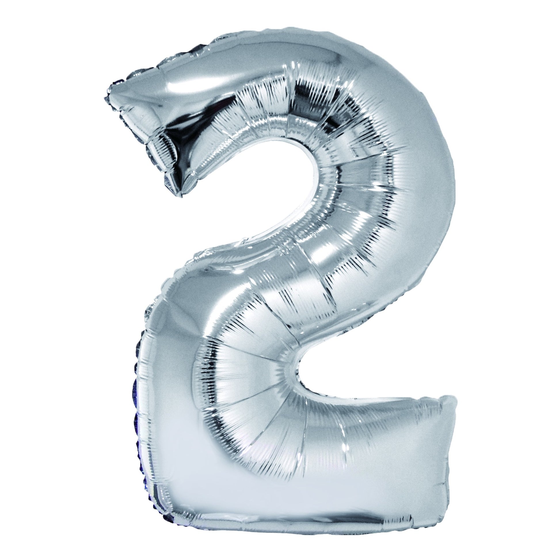 Balon decorativ gigant din folie cifra 2, argintiu metalizat, înălțime 100 cm, brand DACO, ideal pentru aniversări și ședințe foto