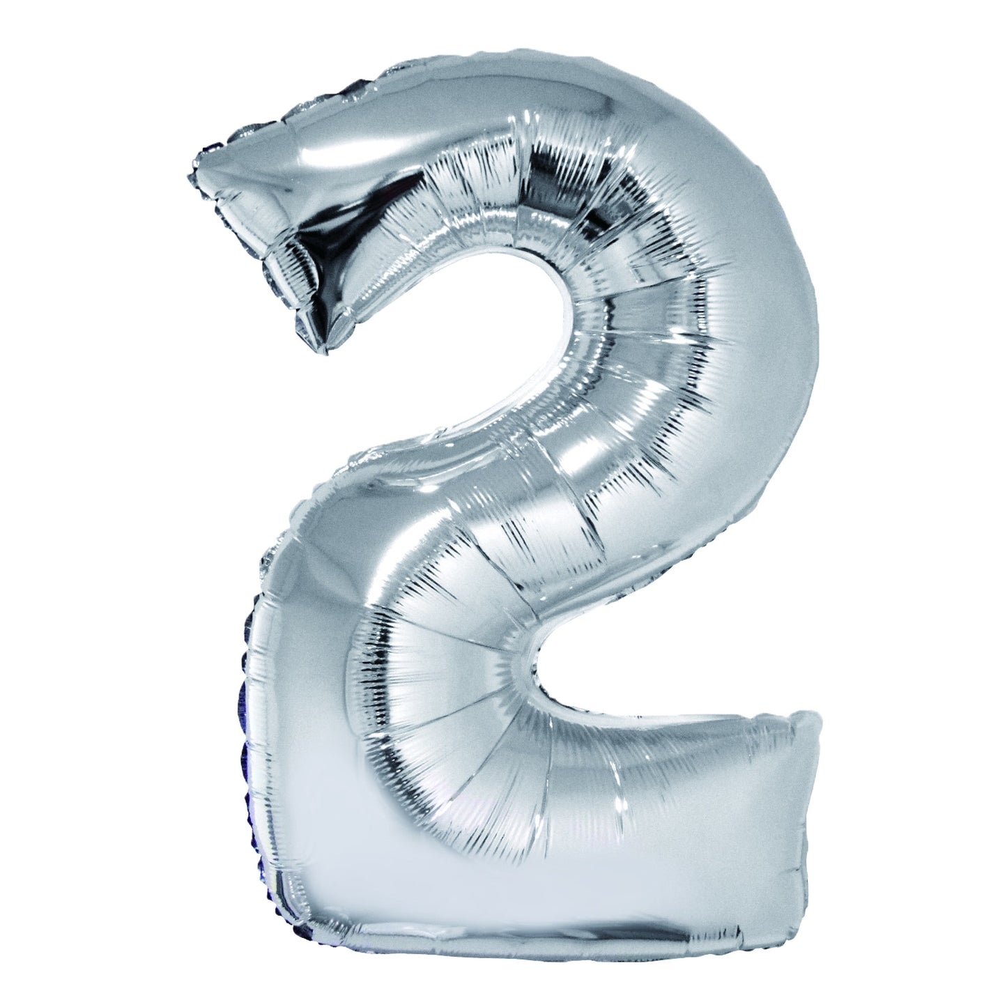 Balon decorativ din folie argintiu metalizat în formă de cifra 2, dimensiune 85 cm, brand DACO, ideal pentru petreceri și ședințe foto
