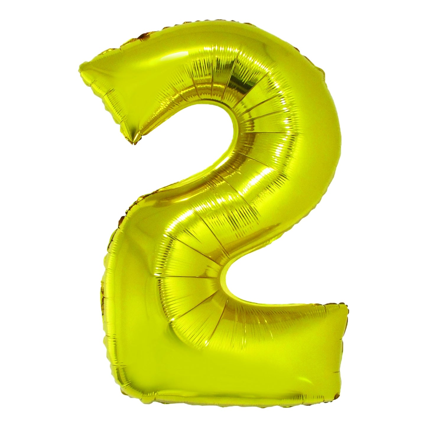 Balon decorativ din folie metalizată în formă de cifra 2, culoare aurie, înălțime 85 cm, brand DACO, cod BL852AU, include pai din hârtie