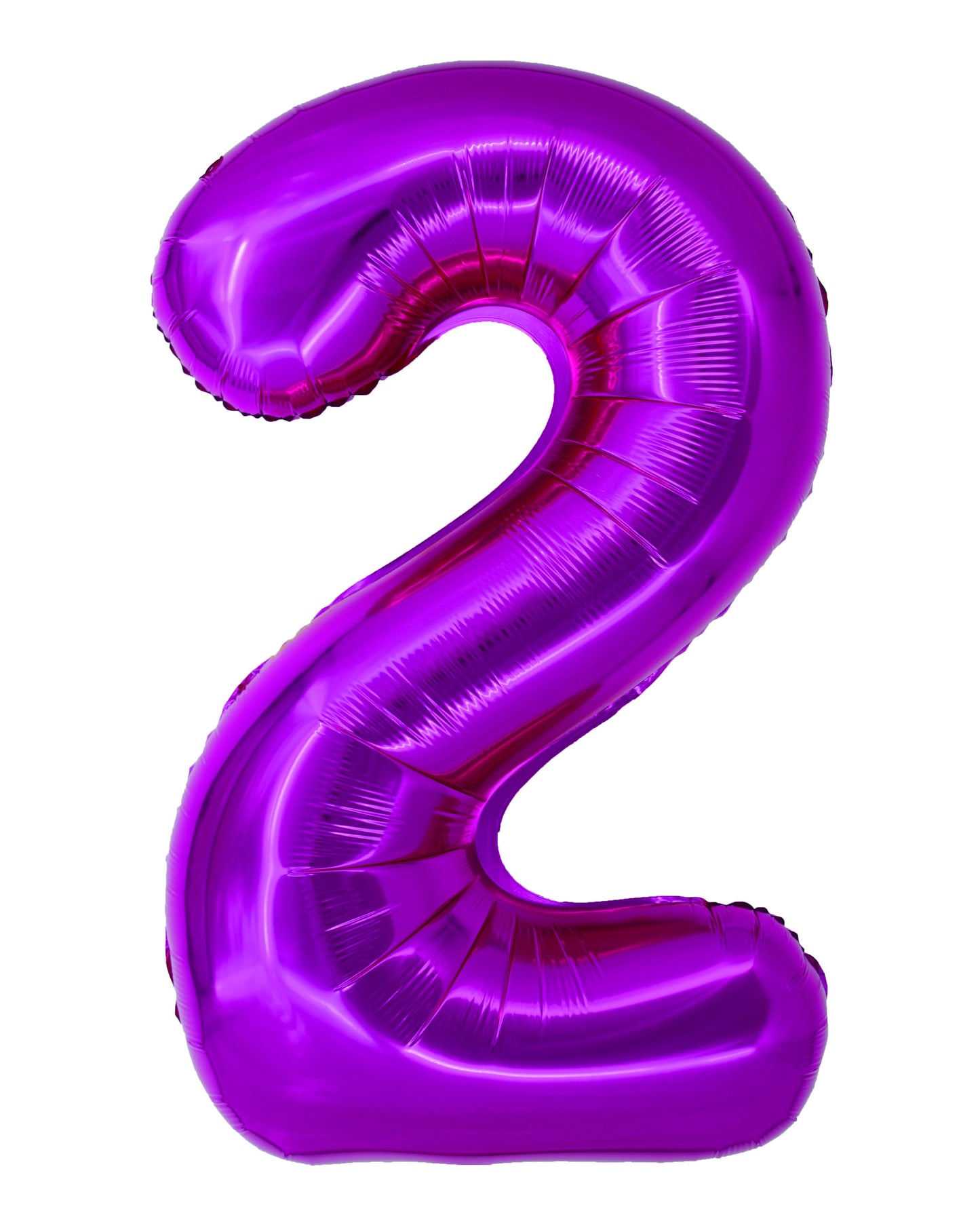 Balon decorativ gigant din folie în formă de cifra 2, culoare roz magenta metalizat, dimensiune 100 cm, brand DACO, include pai de umflare