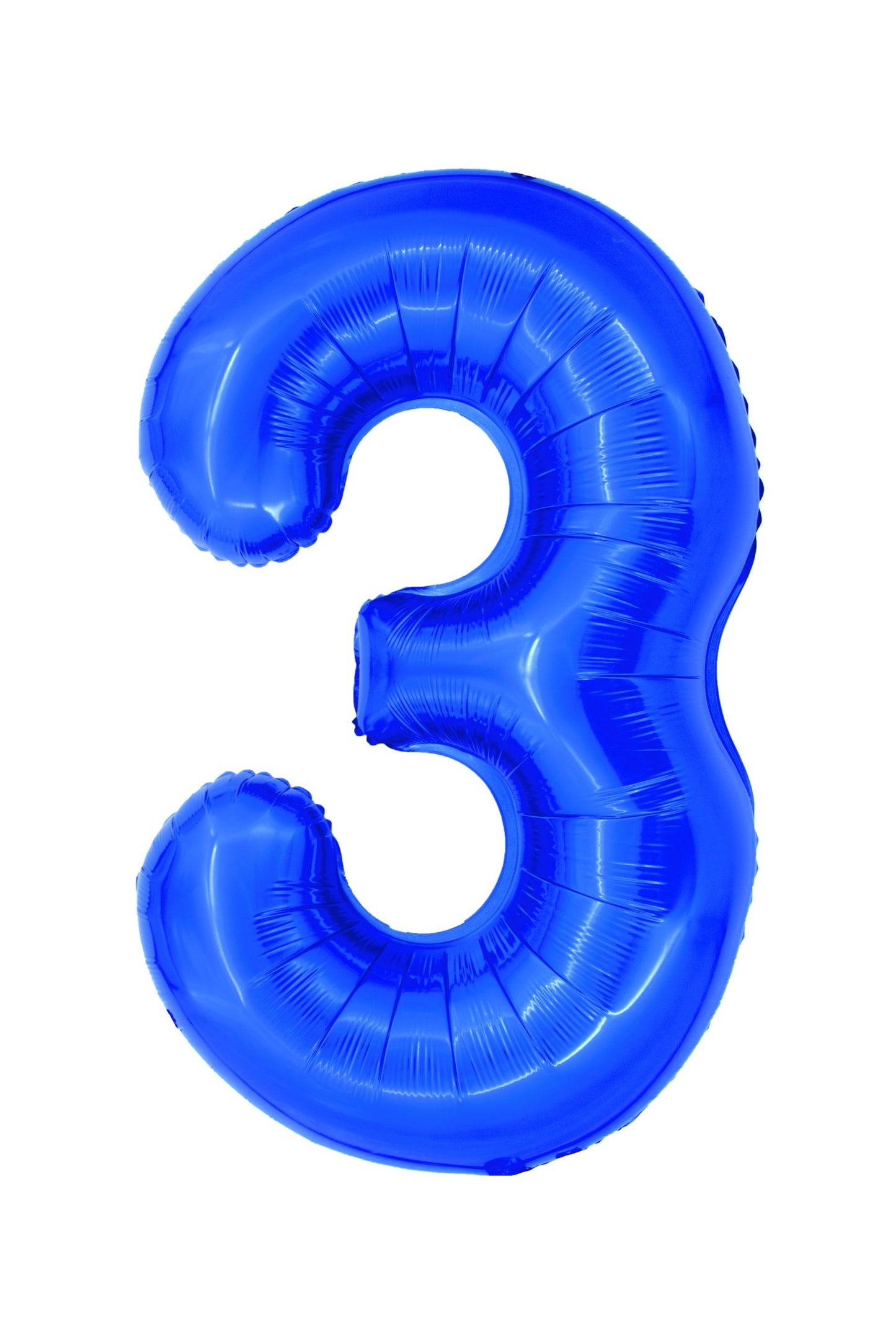 Balon decorativ gigant din folie în formă de cifra 3, culoare albastră, înălțime 100 cm, brand DACO, include pai din hârtie pentru umflare