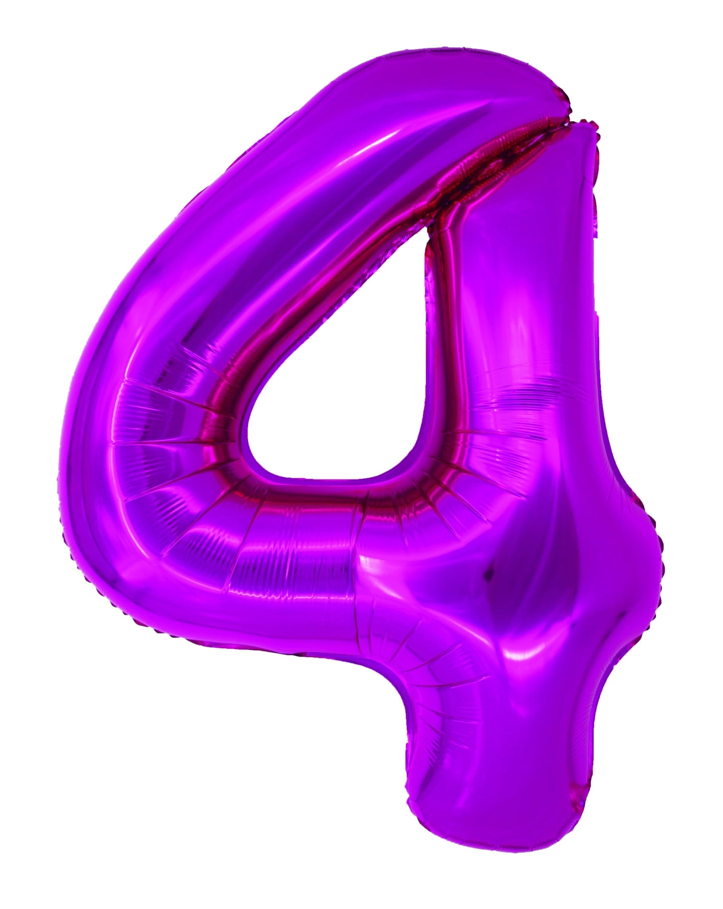 Balon decorativ gigant din folie în formă de cifra 4, culoare roz magenta metalizat, dimensiune 100 cm, brand DACO, include pai de umflare