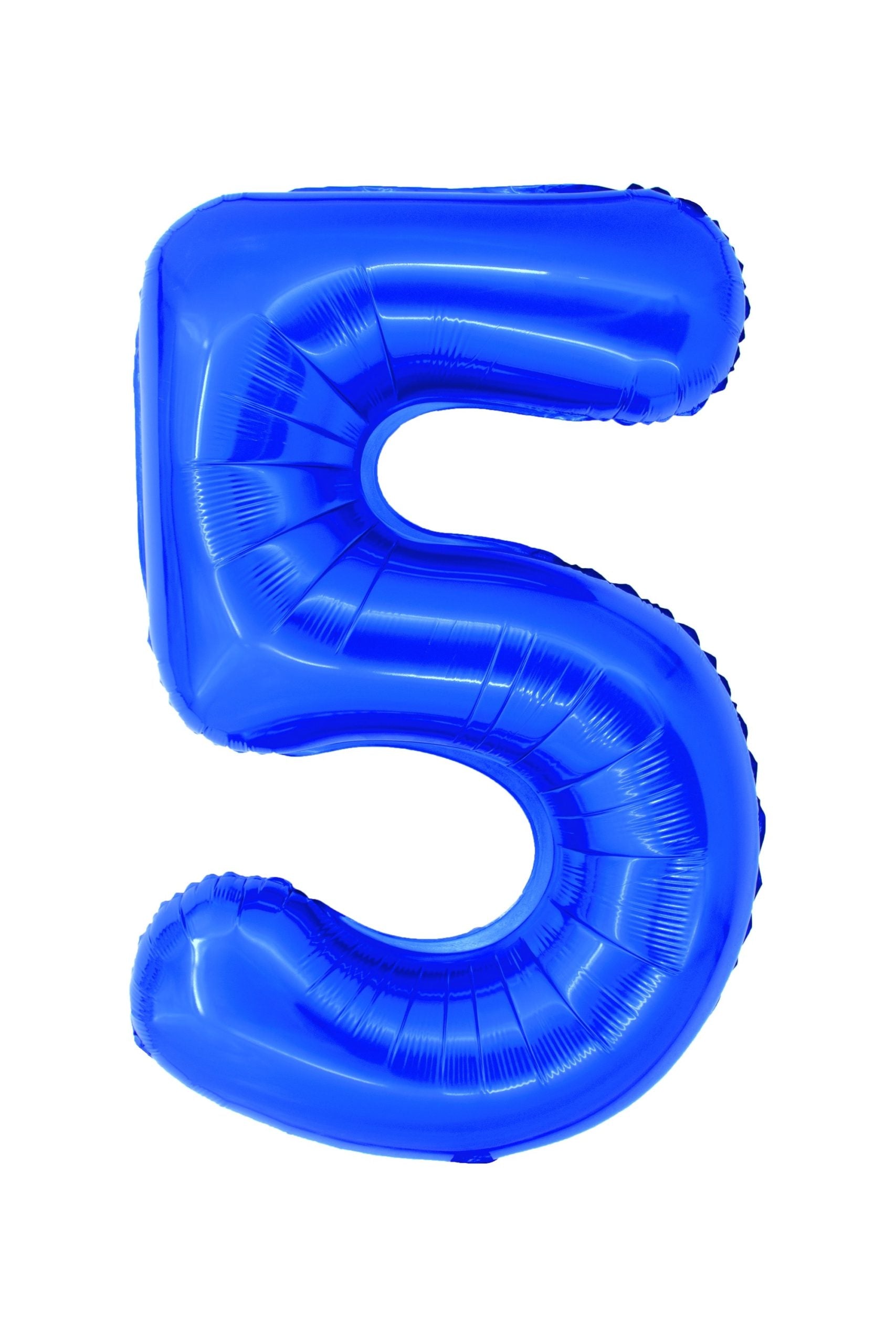 Balon decorativ gigant din folie în formă de cifra 5, culoare albastră, înălțime 100 cm, brand DACO, include pai din hârtie pentru umflare
