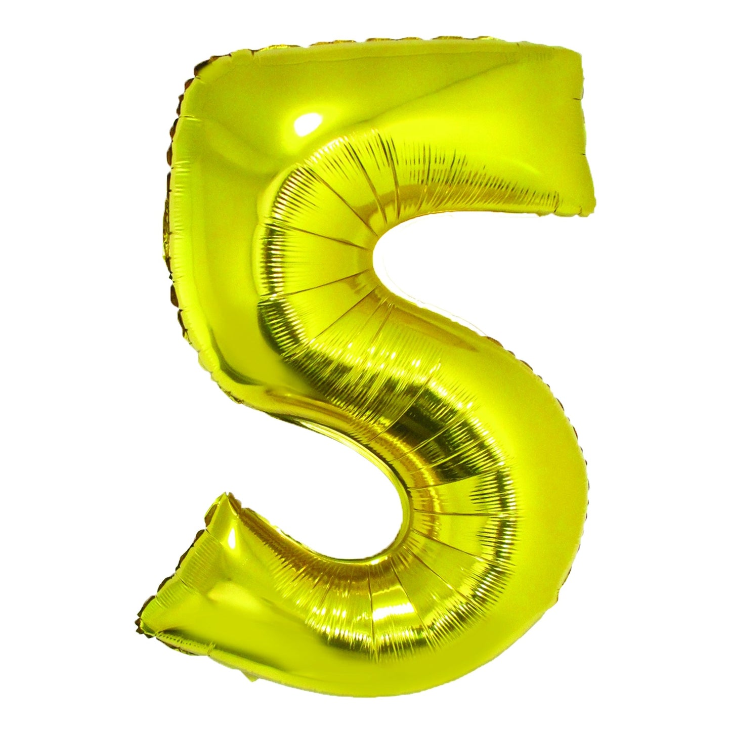 Balon decorativ gigant din folie în formă de cifra 5, culoare aurie metalizată, înălțime 100 cm, brand DACO, include pai din hârtie pentru umflare