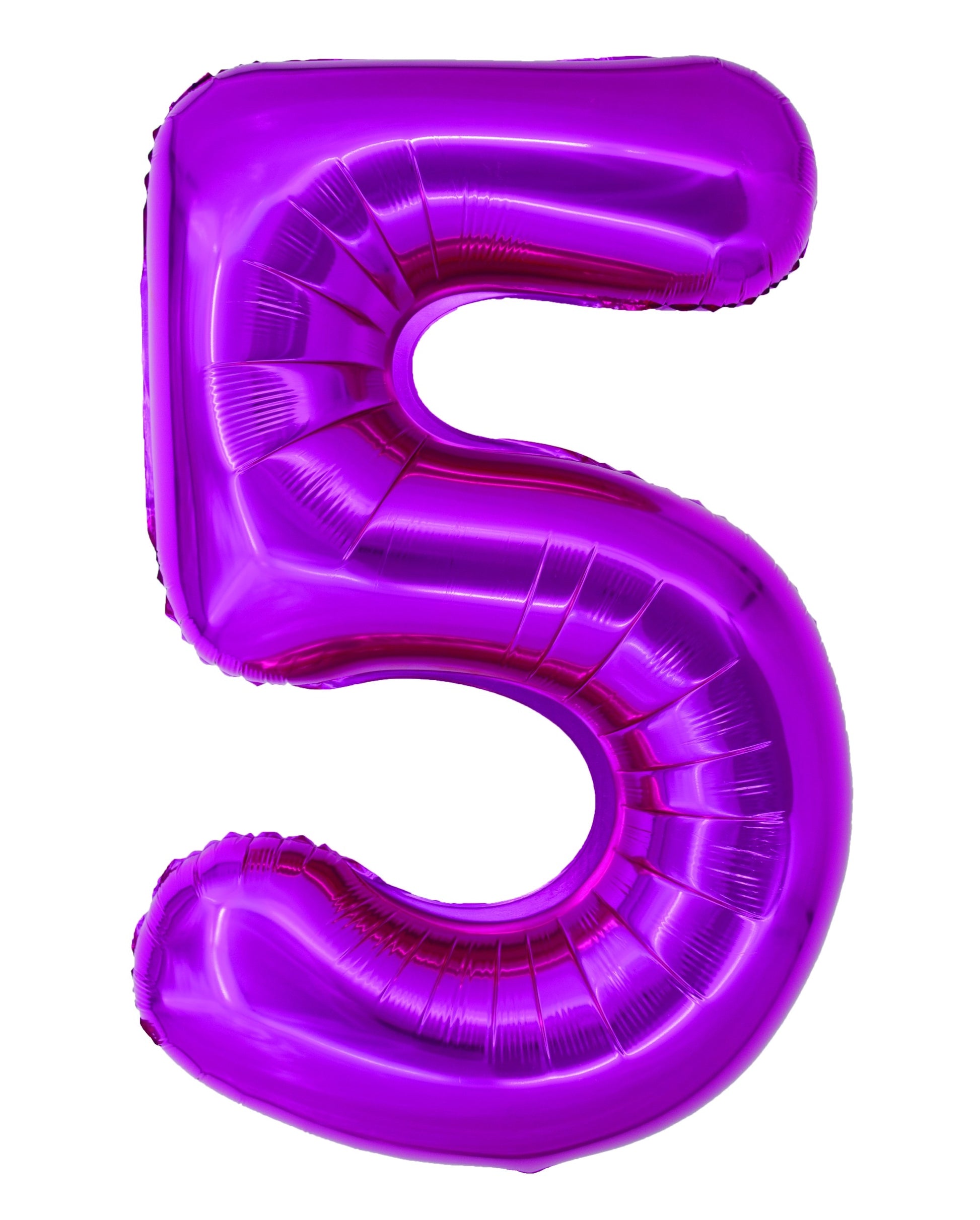 Balon mare din folie cifra 5 de culoare roz magenta, brand DACO, dimensiune 1 metru, accesoriu pentru petreceri aniversare.