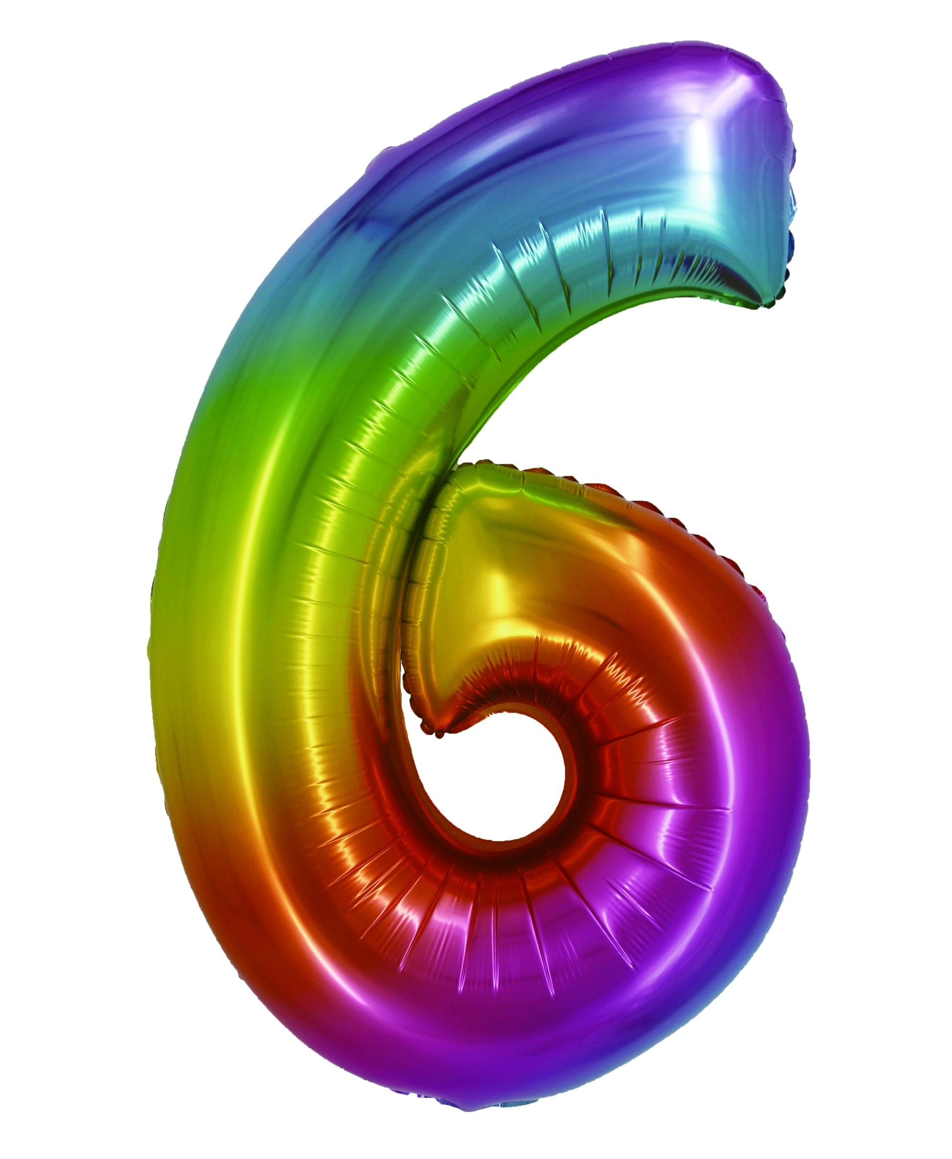 Balon mare din folie în forma cifrei 6, aspect multicolor vibrant, brand DACO, înălțime 85 cm, accesoriu ideal pentru petreceri aniversare și ședințe foto