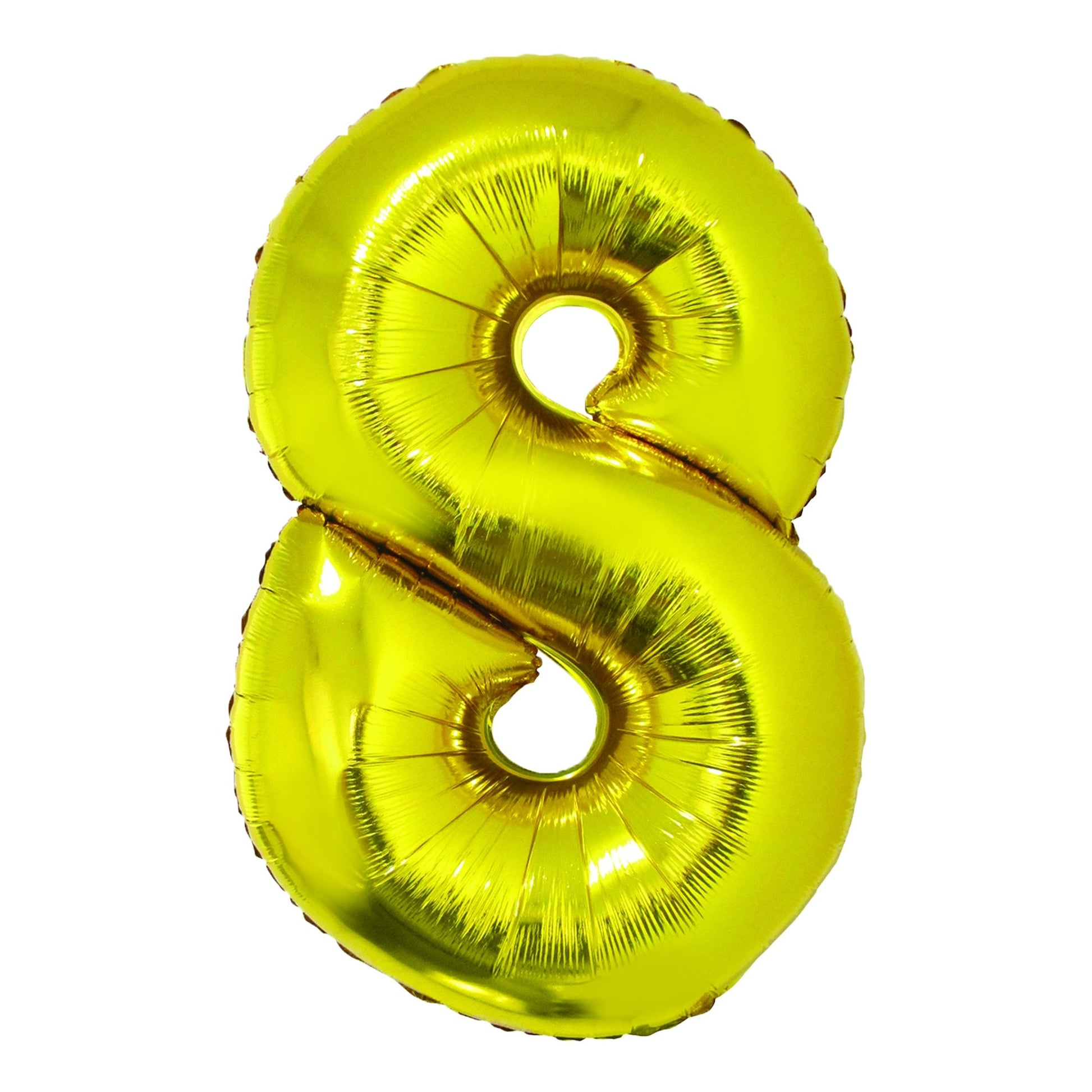 Balon mare din folie auriu strălucitor în forma cifrei 8, brand DACO, înălțime 85 cm, accesoriu ideal pentru decoruri festive și ședințe foto