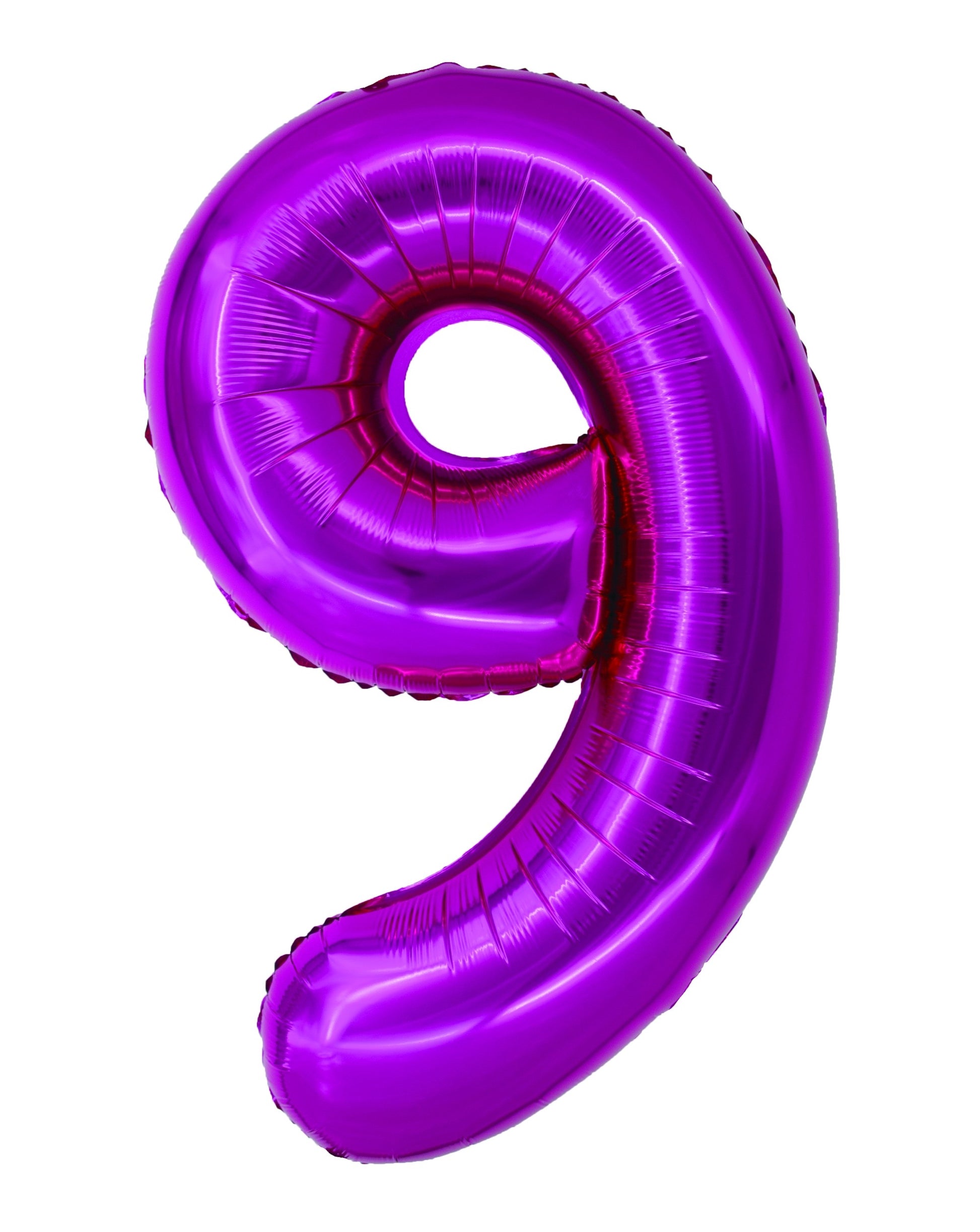 Balon uriaș din folie în forma cifrei 9, culoare roz magenta strălucitoare, brand DACO, dimensiune 1 metru, accesoriu premium pentru petreceri aniversare.