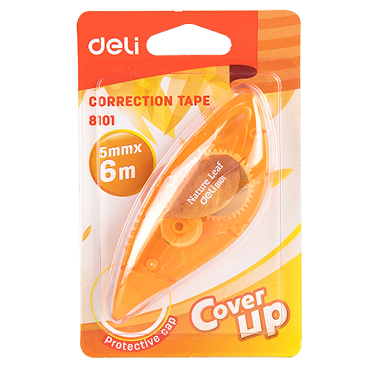 Banda corectoare Deli 5mm x 6m cu corp transparent aplicare uscata si rescriere imediata non-toxica