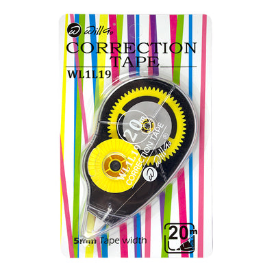 Banda corectoare Willgo 5mm x 20m cu aplicare uscata si design ergonomic compatibila cu pix gel si cerneala