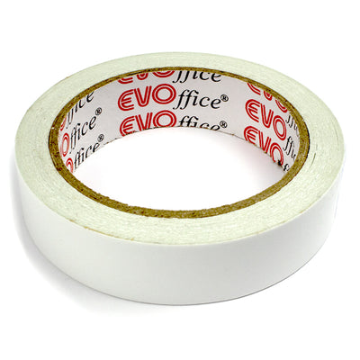 Rolă de bandă dublu adezivă EVOffice, lățime 24 mm, lungime 20 m, ideală pentru montare, papetărie și uz general