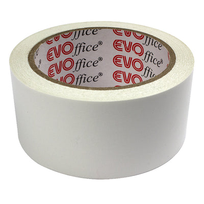 Rolă de bandă dublu adezivă lată EVOffice, lățime 48 mm, lungime 20 m, ideală pentru montare profesională, fixare mochete și panouri
