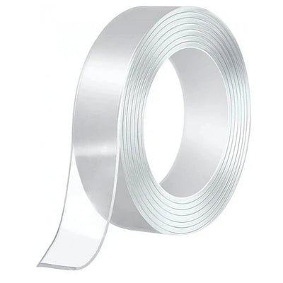 Rolă de bandă dublu adezivă transparentă din silicon, lățime 2 cm, lungime 3 m, ideală pentru birou, școală și uz casnic.